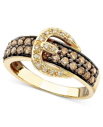 Le Vian Chocolate Diamond (3/4 ct. t.w.) and White Diamond Accent Buckle Ring in 14k Gold