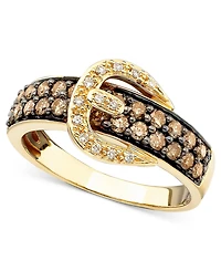 Le Vian Chocolate Diamond (3/4 ct. t.w.) and White Diamond Accent Buckle Ring in 14k Gold
