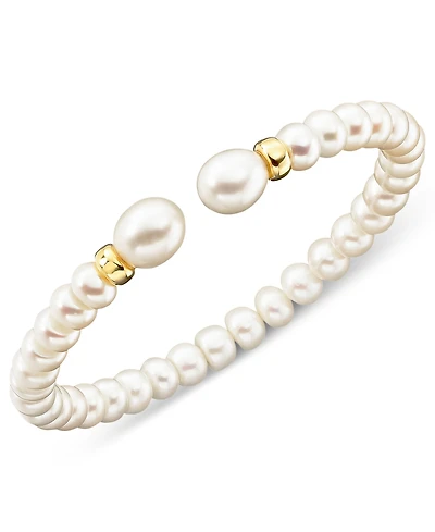 Cultured Freshwater Pearl (7mm) Rondelle Bracelet 14k Gold