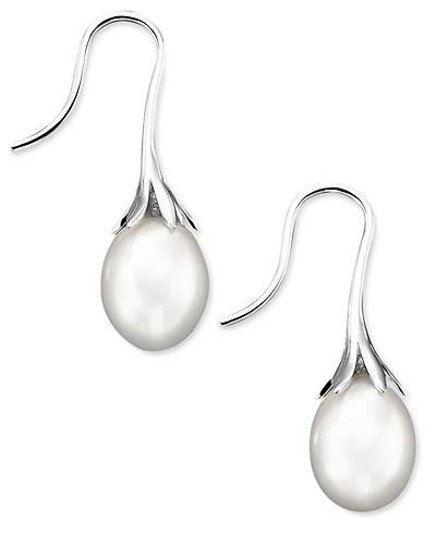Cultured Freshwater Pearl Drop Earrings 14k Yellow Gold (Also Available White and Rose Gold)