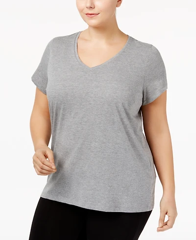 Hue Womens Plus Sleepwell Solid S/S V-Neck T-Shirt with Temperature Regulating Technology