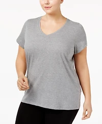 Hue Womens Plus Sleepwell Solid S/S V-Neck T-Shirt with Temperature Regulating Technology