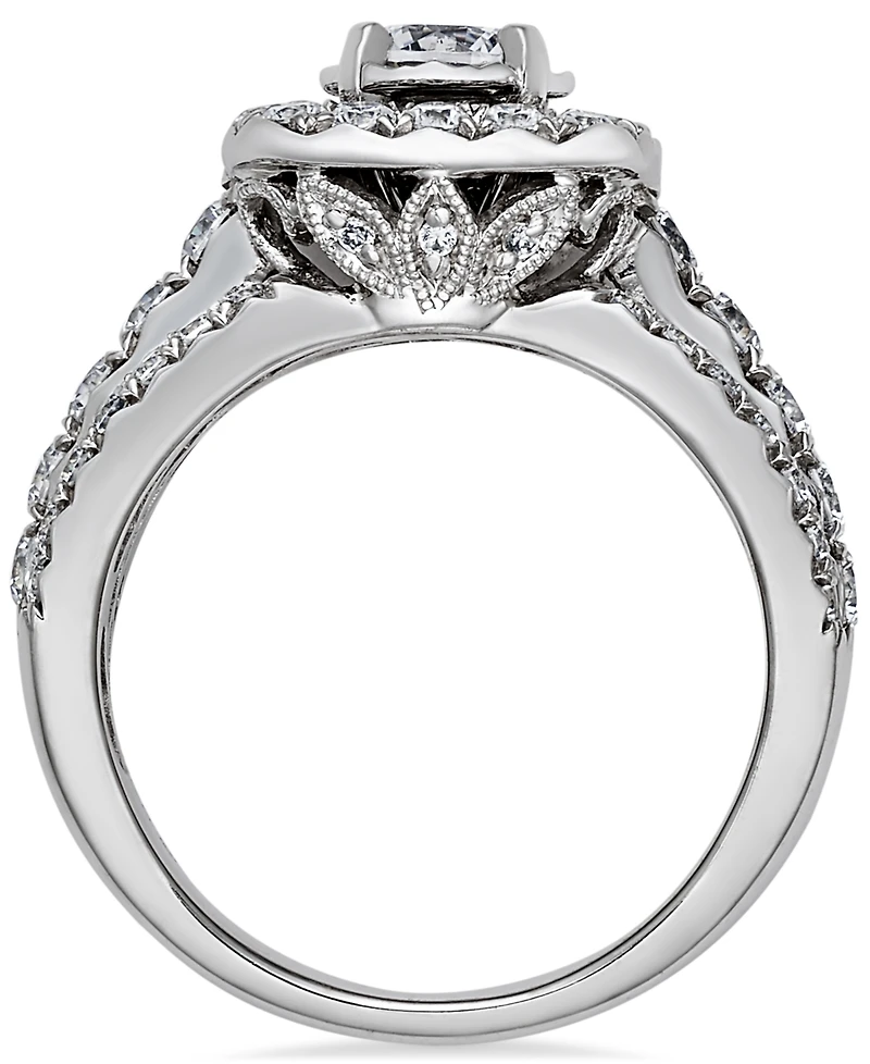 Diamond Halo Engagement Ring (2 ct. t.w.) in 14k White Gold