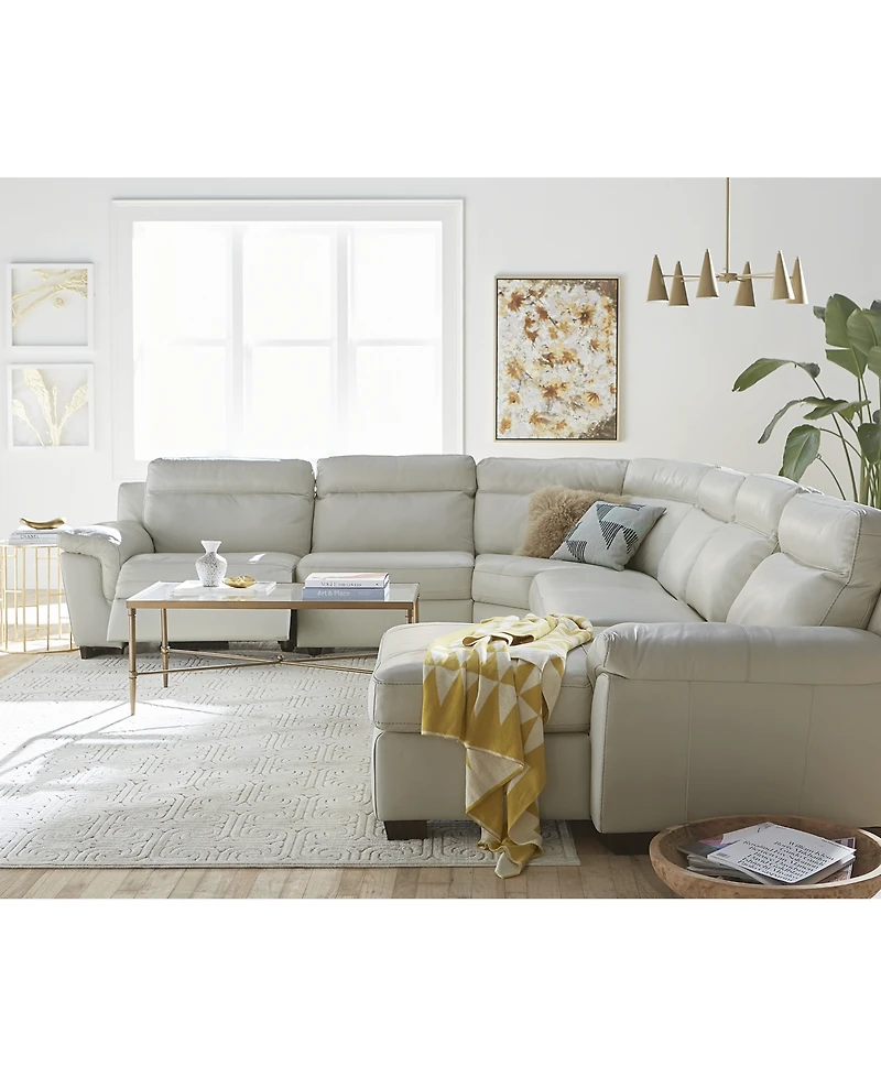 Closeout! Julius Ii 3-Pc. Leather Chaise Sectional Sofa With 2 Power Recliners, Power Headrests And Usb Power Outlet