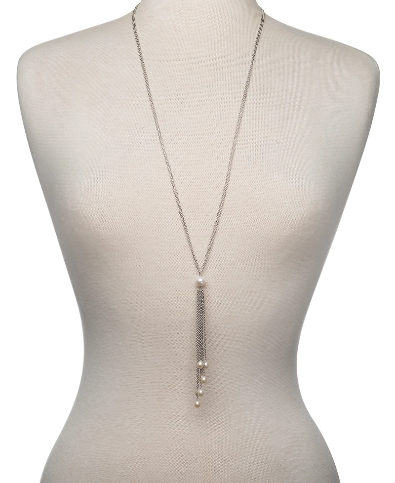 Belle de Mer Cultured Freshwater Pearl (6 & 8-1/2mm) Long Lariat Necklace Sterling Silver