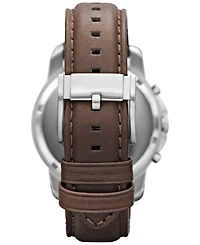 Fossil Men's Chronograph Grant Brown Leather Strap Watch 44mm