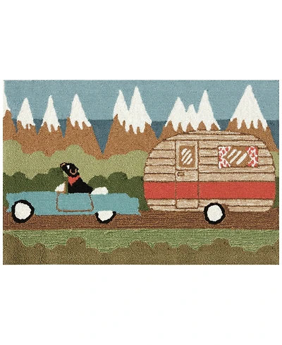 Liora Manne Front Porch Indoor/Outdoor Camping Dog Green 2' x 3' Area Rug