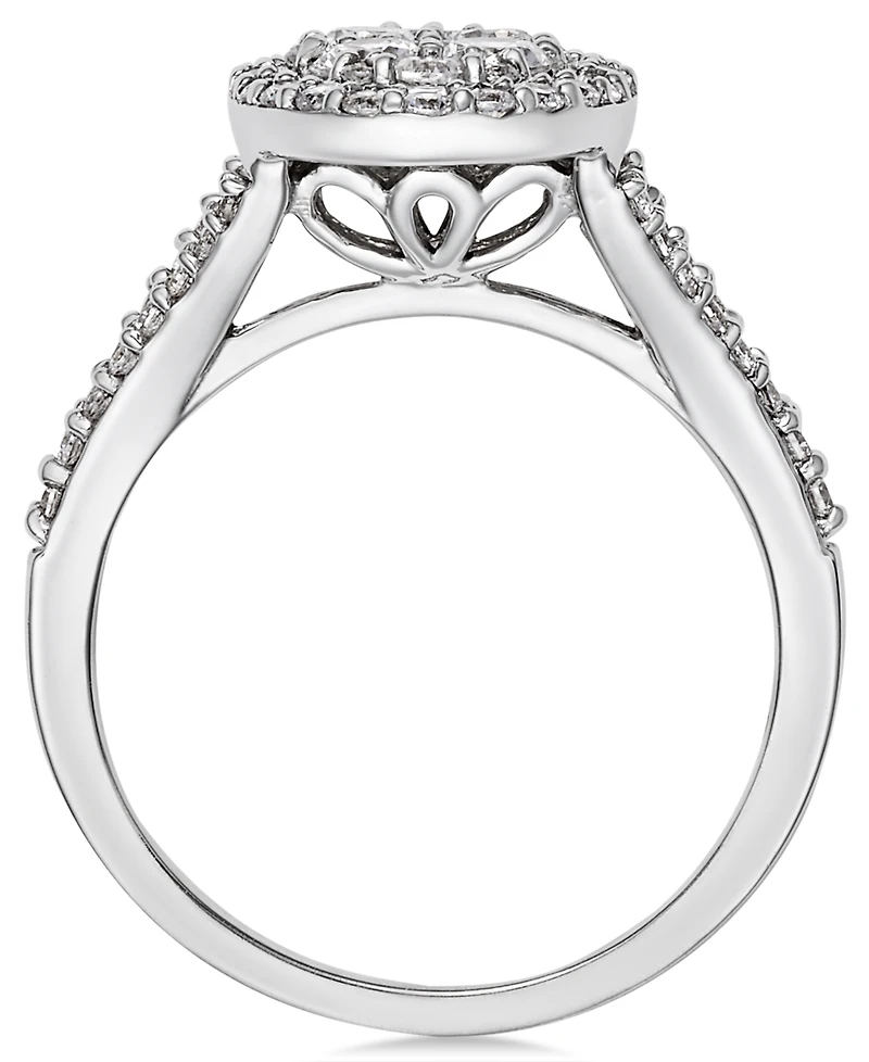 Diamond Cluster Halo Engagement Ring (1 ct. t.w.) in 14k White Gold