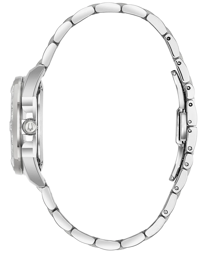 Bulova Women's Diamond Accent Marine Star Stainless Steel Bracelet Watch 32mm 96R215