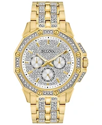 Bulova Men's Crystal Accented Gold-Tone Stainless Steel Bracelet Watch 43mm