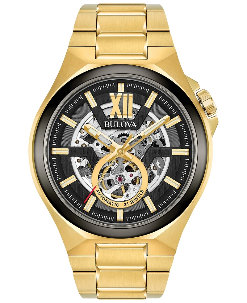 Bulova Men's Automatic Gold-Tone Stainless Steel Bracelet Watch 46mm 98A178
