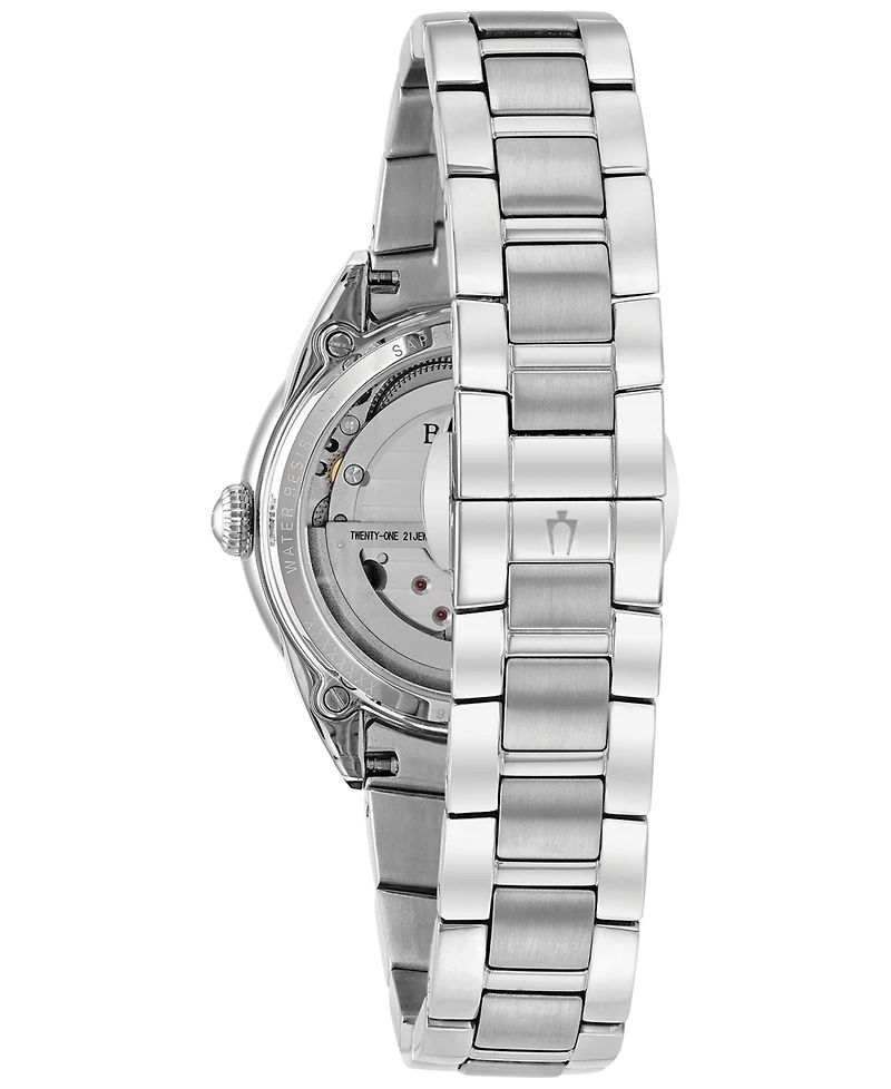 Bulova Women's Automatic Diamond Accent Stainless Steel Bracelet Watch 34mm 96P181