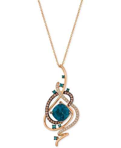 Le Vian Crazy Collection Deep Sea Blue Topaz (5-3/8 ct. t.w.) and Diamond (3/4 ct. t.w.) Pendant Necklace in 14k Rose Gold