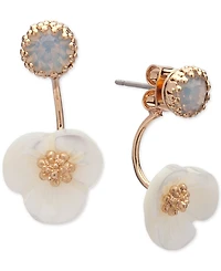 lonna & lilly Gold-Tone White Flower Front and Back Earrings