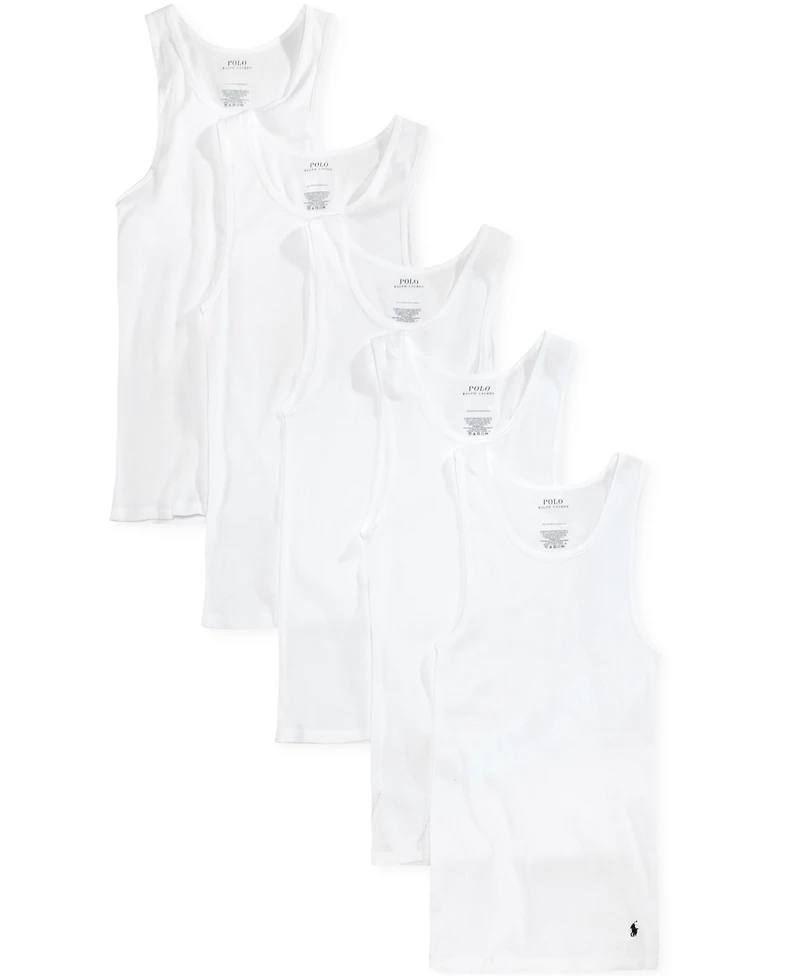 Polo Ralph Lauren Men's 5-Pack Cotton Undershirt Tank Tops