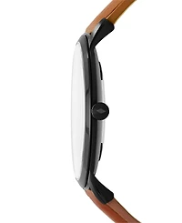 Fossil Men's The Minimalist Brown Leather Strap Watch 44mm FS5305