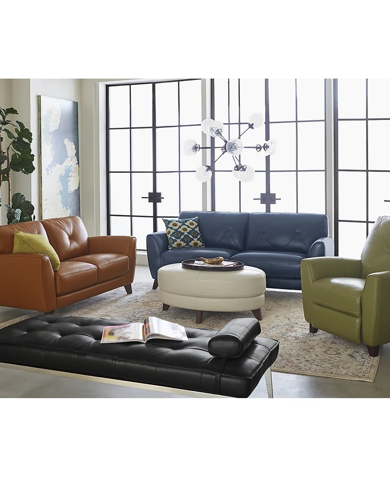 Myia 82" Tufted Back Leather Sofa, Created for Macy's
