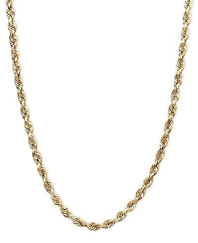 Lightweight Rope Chain 20" Necklace (1-3/4mm) in 14k Yellow Gold