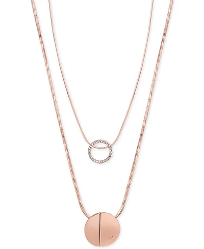 Guess Rose Gold-Tone 2-Pc. Set Pave Pendant Necklaces