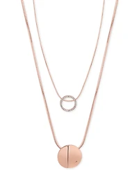 Guess Rose Gold-Tone 2-Pc. Set Pave Pendant Necklaces