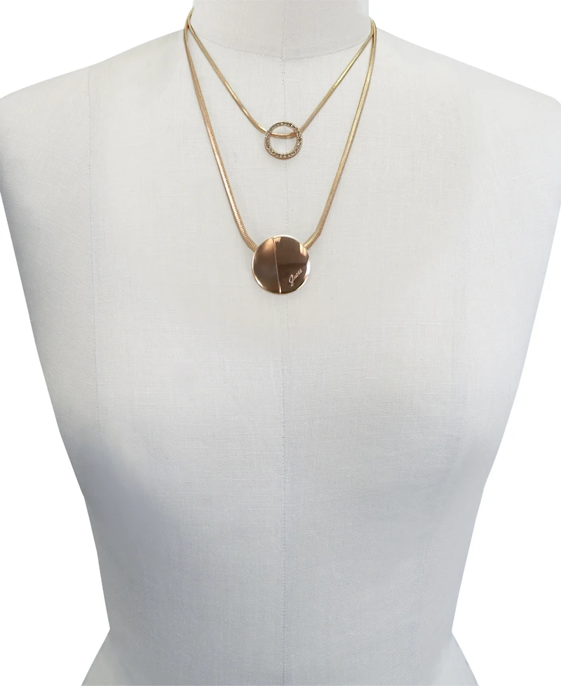 Guess Rose Gold-Tone 2-Pc. Set Pave Pendant Necklaces