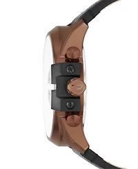 Diesel Men's Chronograph Mega Chief Black Leather Strap Watch 51mm