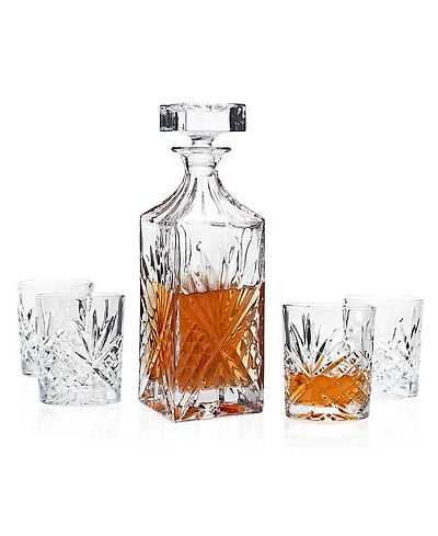 Godinger Dublin Crystal 5 Piece Decanter Whiskey Set