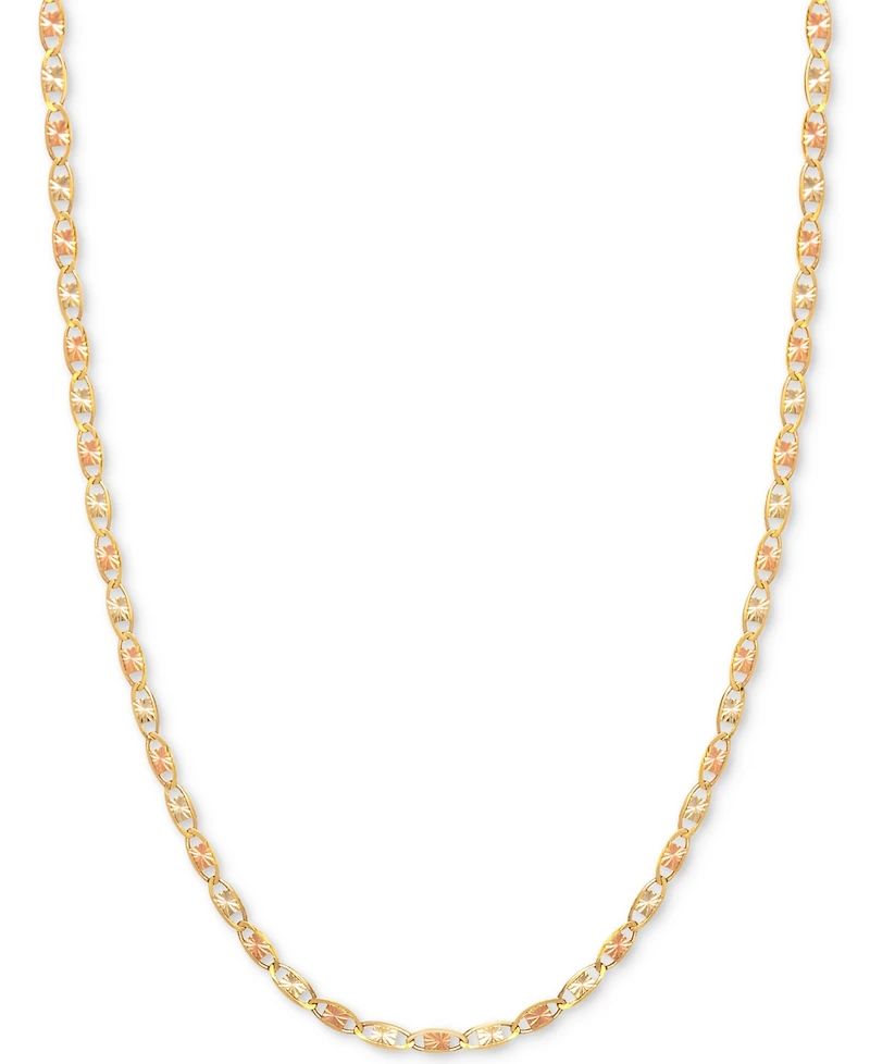 18" Tri-Color Valentina Chain Necklace (1/5mm) in 14k Gold, White Gold & Rose Gold