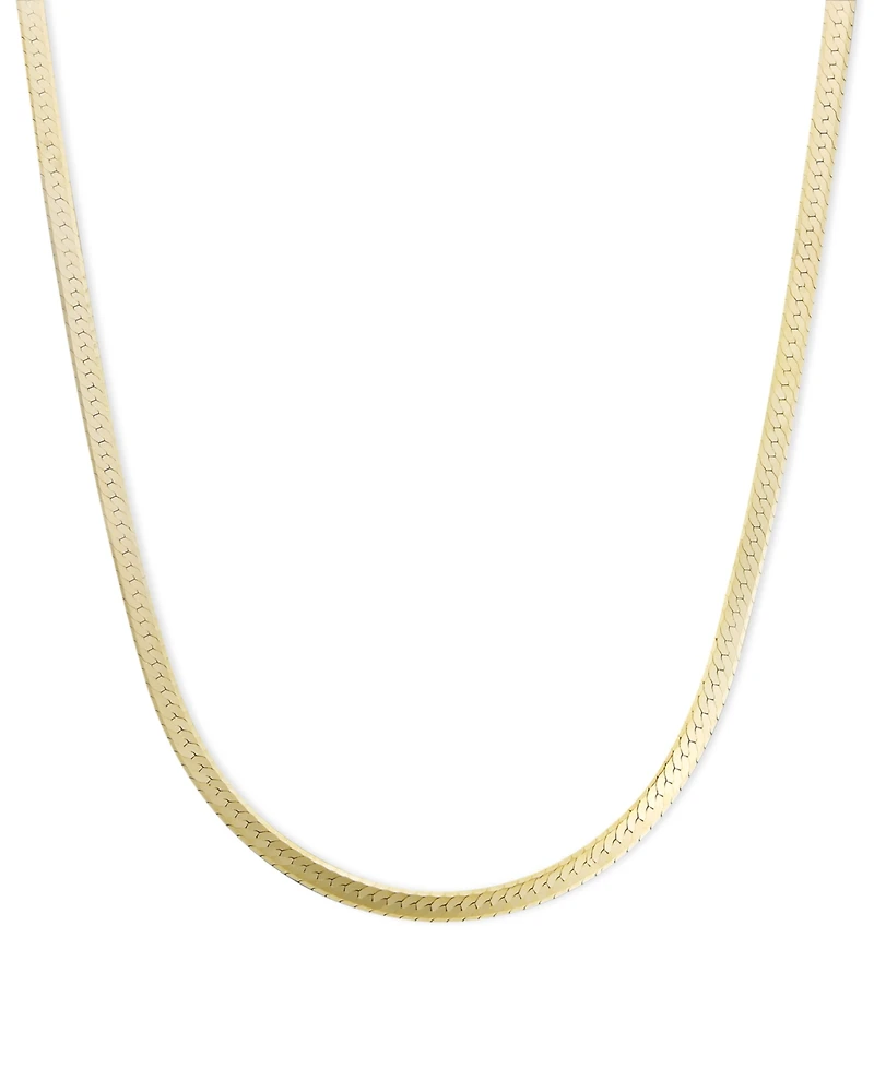 18" Flat Herringbone Chain Necklace (1-1/4mm) in 14k Gold