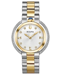 Bulova Women's Rubaiyat Diamond (1/4 ct. t.w.) Two-Tone Stainless Steel Bracelet Watch 35mm