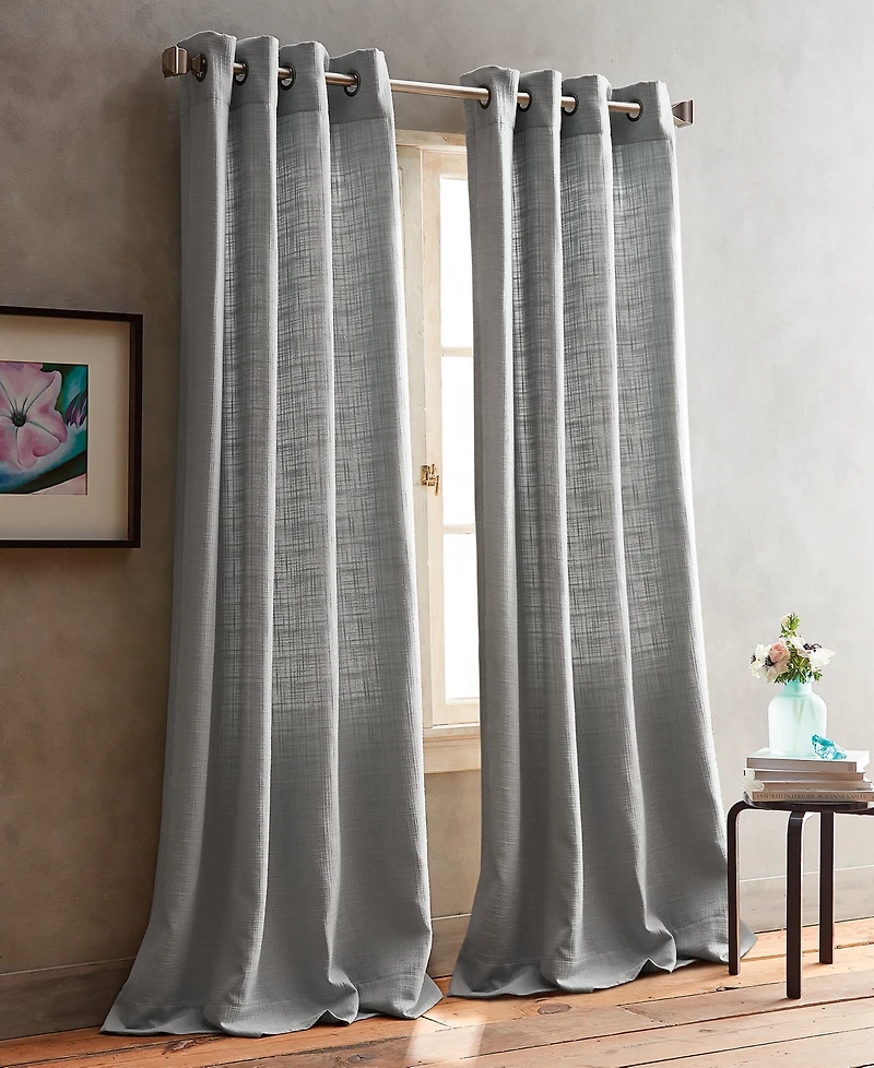 Dkny Boucle Plaid 50" x 96" Grommet Pair of Window Panels