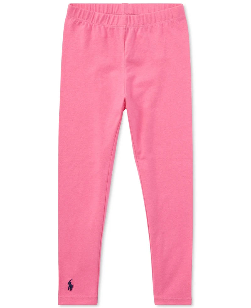 Toddler and Little Girls Stretch Embroidered Pony Cotton Leggings