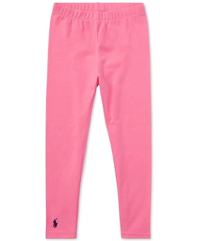 Toddler and Little Girls Stretch Embroidered Pony Cotton Leggings