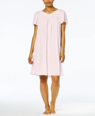 Miss Elaine Women's Short-Sleeve Embroidered Nightgown