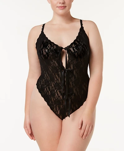 Hanky Panky Plus Size After Midnight Crotchless Keyhole Lingerie Teddy 488406X