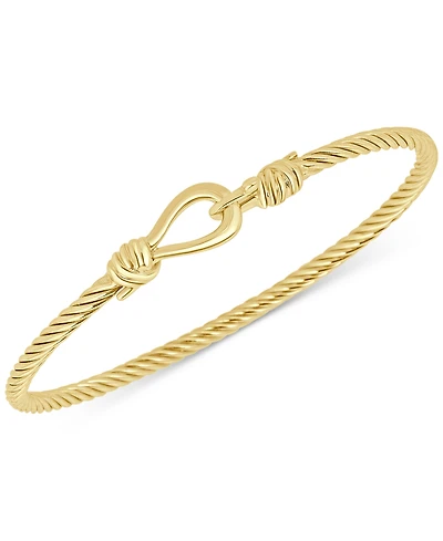 Italian Gold Torchon Knot Bangle Bracelet in 14k Gold-Plated Sterling Silver