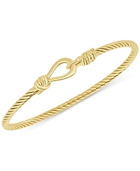 Italian Gold Torchon Knot Bangle Bracelet in 14k Gold-Plated Sterling Silver