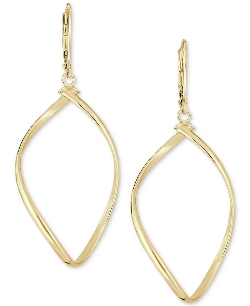 Italian Gold Polished Oval Drop Earrings in 14k Gold