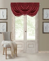 Elrene Home Fashions Antonia Damask Print Waterfall Tassel Window Valance