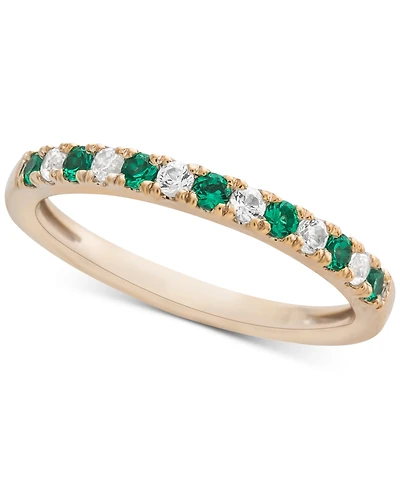 Emerald (1/5 ct. t.w.) & Diamond (1/6 ct. t.w.) Band in 14k Gold (Also available in Sapphire)