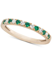 Emerald (1/5 ct. t.w.) & Diamond (1/6 ct. t.w.) Band in 14k Gold (Also available in Sapphire)