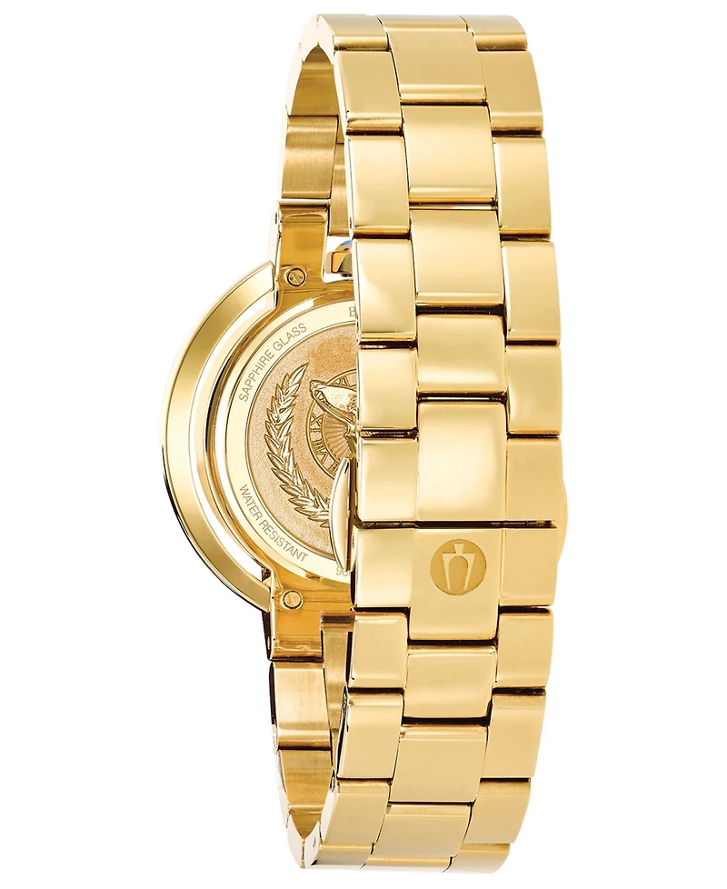 Bulova Women's Rubaiyat Diamond-Accent Gold-Tone Stainless Steel Bracelet Watch 35mm
