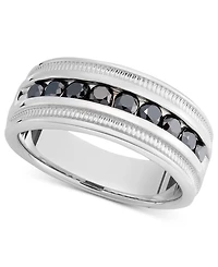 Men's Sterling Silver Ring, Black Diamond Band (1 ct. t.w.)