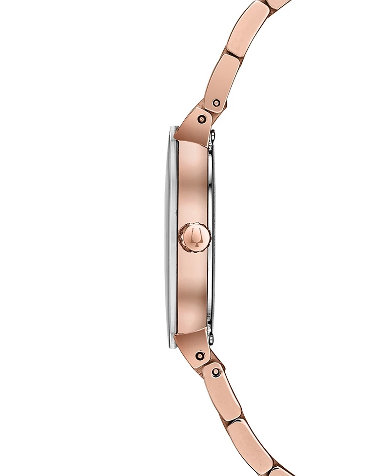 Bulova Women's Futuro Diamond-Accent Rose Gold-Tone Stainless Steel Bracelet Watch 30mm