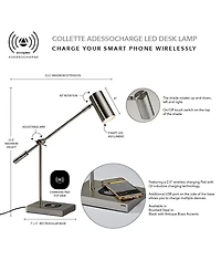 Adesso Collette Led Desk Lamp with Wireless Air Charger & Usb Port
