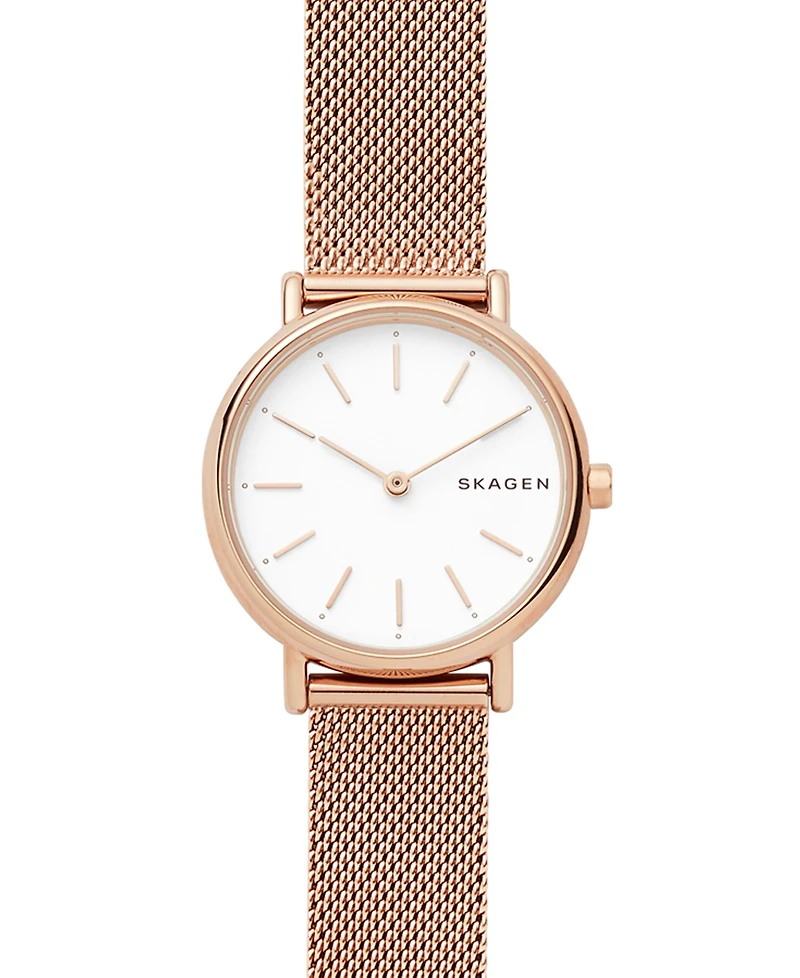 Skagen Women's Signatur Slim Rose Gold-Tone Stainless Steel Mesh Bracelet Watch 30mm