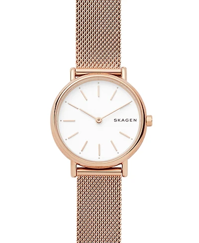 Skagen Women's Signatur Slim Rose Gold-Tone Stainless Steel Mesh Bracelet Watch 30mm
