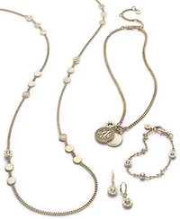 Dkny Gold Tone Crystal Logo Jewelry Separates
