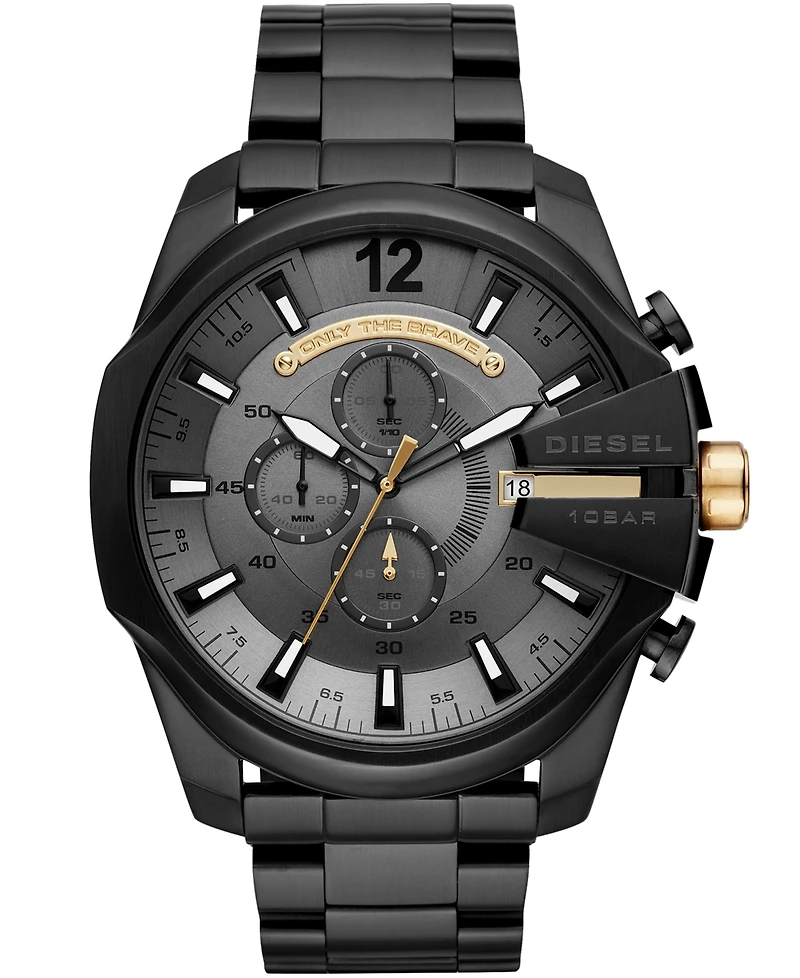 Diesel Men's Chronograph Mega Chief Black Stainless Steel Bracelet Watch 51mm