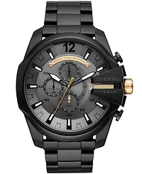 Diesel Men's Chronograph Mega Chief Black Stainless Steel Bracelet Watch 51mm